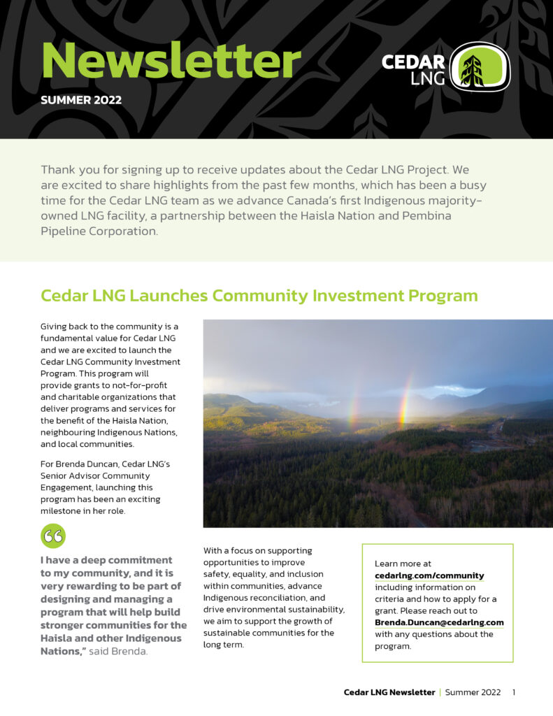 Cedar LNG Summer 2022 Newsletter