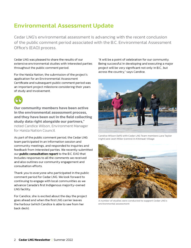 Cedar LNG Summer 2022 Newsletter