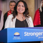 Haisla Nation Chief Councillor Crystal Smith delivers speech at the provincial government event announcing receipt of Cedar LNG’s environmental assessment certificate (March 14, 2023)